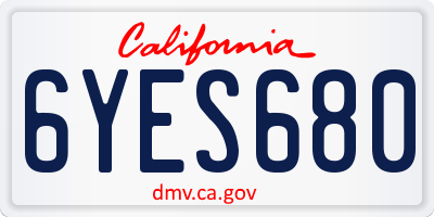 CA license plate 6YES680