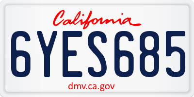 CA license plate 6YES685