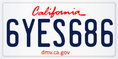 CA license plate 6YES686