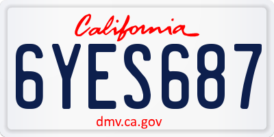 CA license plate 6YES687