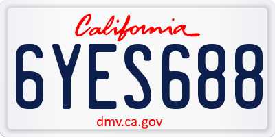 CA license plate 6YES688
