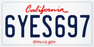 CA license plate 6YES697