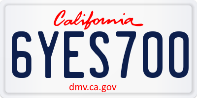 CA license plate 6YES700