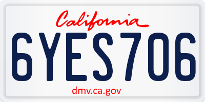CA license plate 6YES706