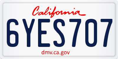 CA license plate 6YES707