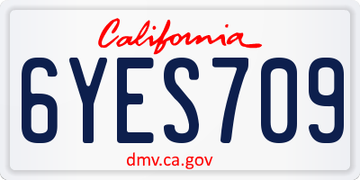 CA license plate 6YES709