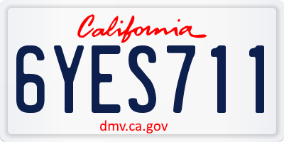 CA license plate 6YES711