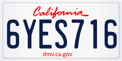 CA license plate 6YES716