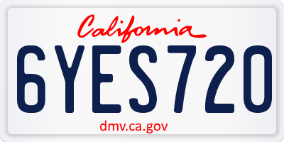 CA license plate 6YES720