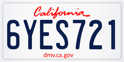 CA license plate 6YES721