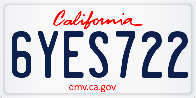 CA license plate 6YES722