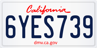 CA license plate 6YES739