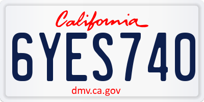 CA license plate 6YES740