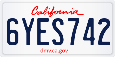 CA license plate 6YES742