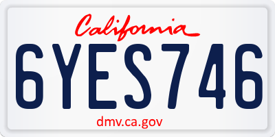 CA license plate 6YES746