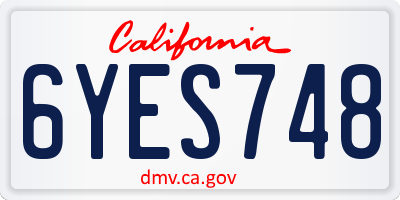 CA license plate 6YES748