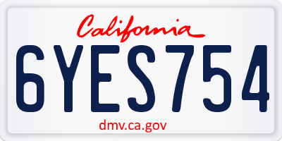 CA license plate 6YES754