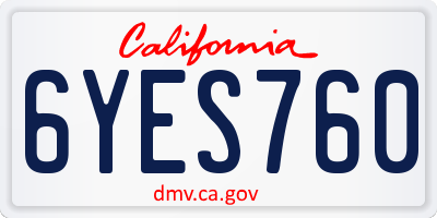 CA license plate 6YES760
