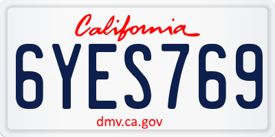 CA license plate 6YES769