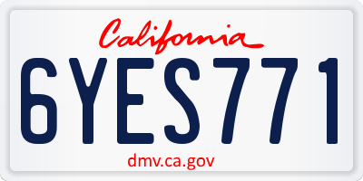 CA license plate 6YES771