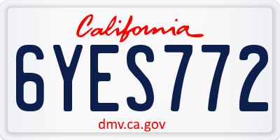 CA license plate 6YES772