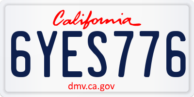 CA license plate 6YES776
