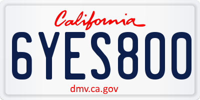 CA license plate 6YES800