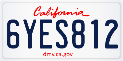 CA license plate 6YES812