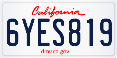 CA license plate 6YES819