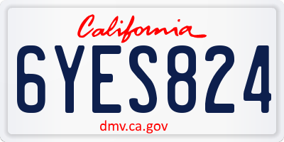 CA license plate 6YES824