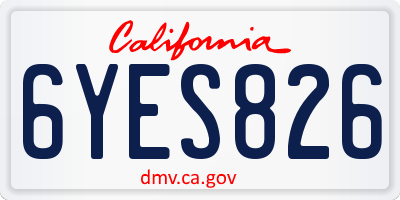 CA license plate 6YES826