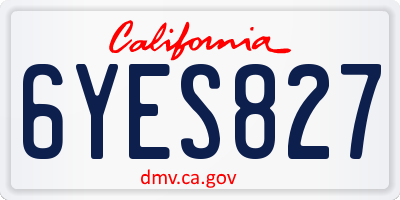 CA license plate 6YES827