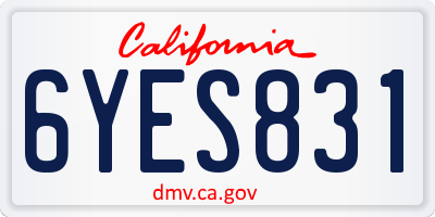 CA license plate 6YES831