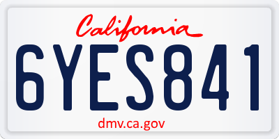 CA license plate 6YES841