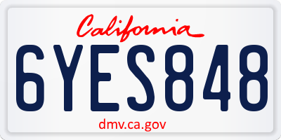 CA license plate 6YES848