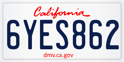 CA license plate 6YES862