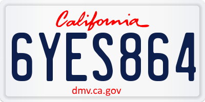 CA license plate 6YES864