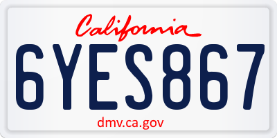CA license plate 6YES867