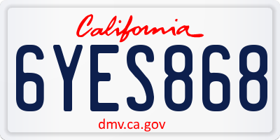 CA license plate 6YES868