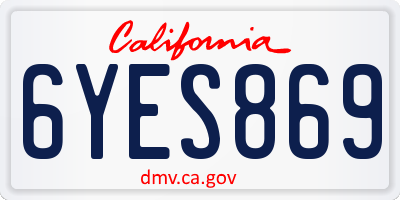CA license plate 6YES869