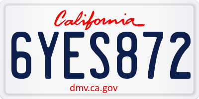 CA license plate 6YES872