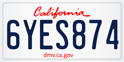 CA license plate 6YES874