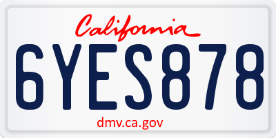 CA license plate 6YES878