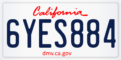 CA license plate 6YES884