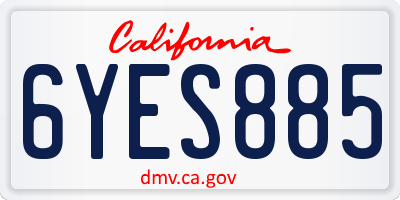 CA license plate 6YES885