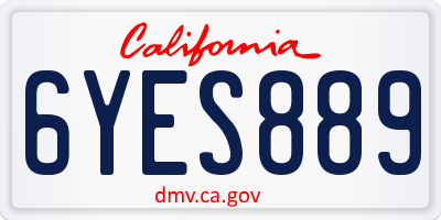 CA license plate 6YES889