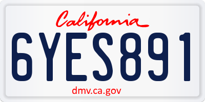 CA license plate 6YES891