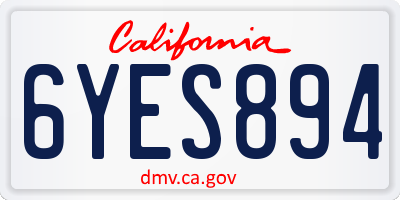 CA license plate 6YES894