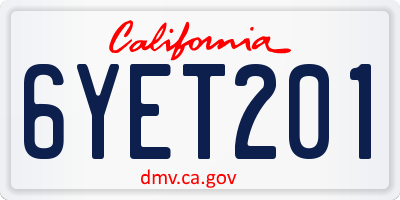 CA license plate 6YET201