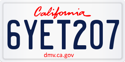 CA license plate 6YET207